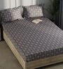 Monkler Steel Grey 100% Cotton Abstract King Size Bedsheet with 2 Pillow Covers